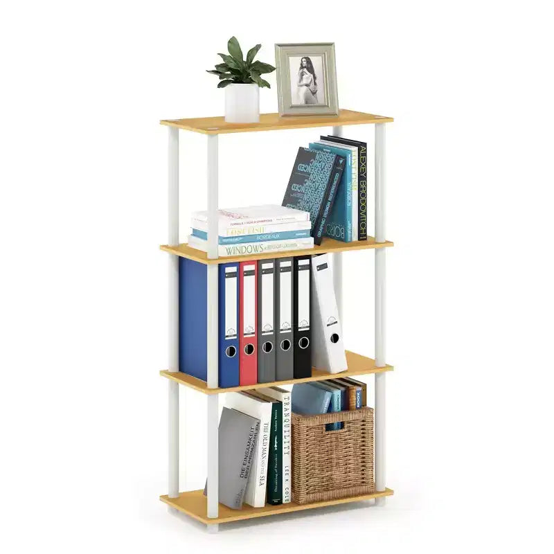 Libreria decorativa reversibile a 4 ripiani Furinno, scaffale multiuso a scala, espositore organizer