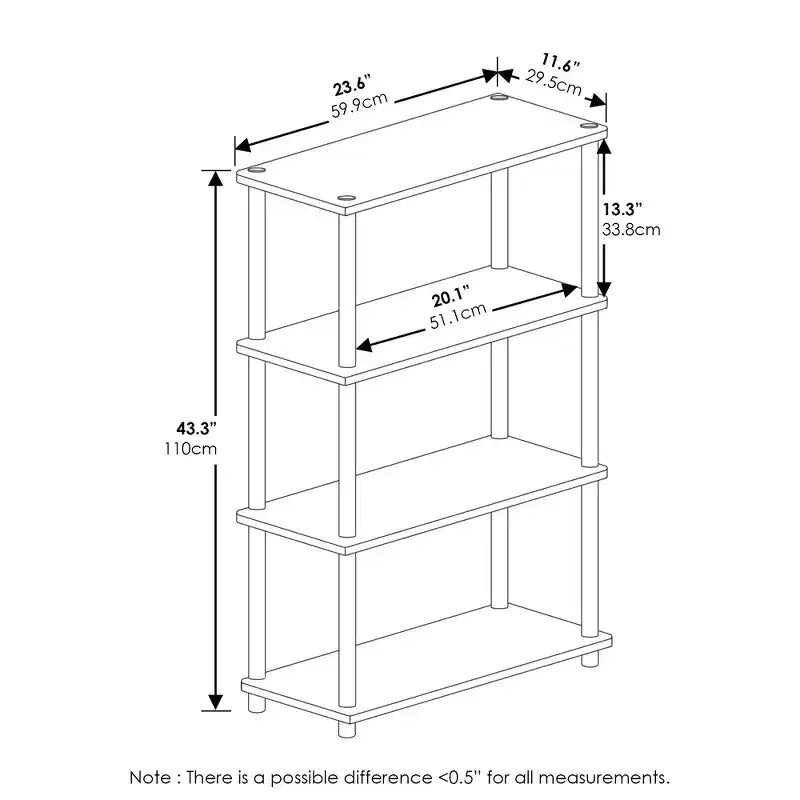 Libreria decorativa reversibile a 4 ripiani Furinno, scaffale multiuso a scala, espositore organizer