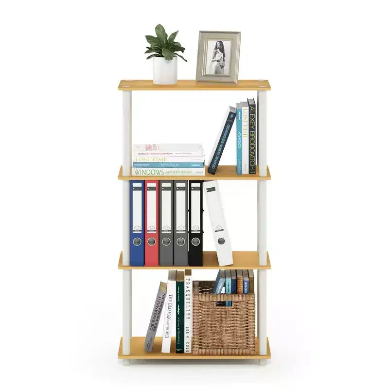 Libreria decorativa reversibile a 4 ripiani Furinno, scaffale multiuso a scala, espositore organizer