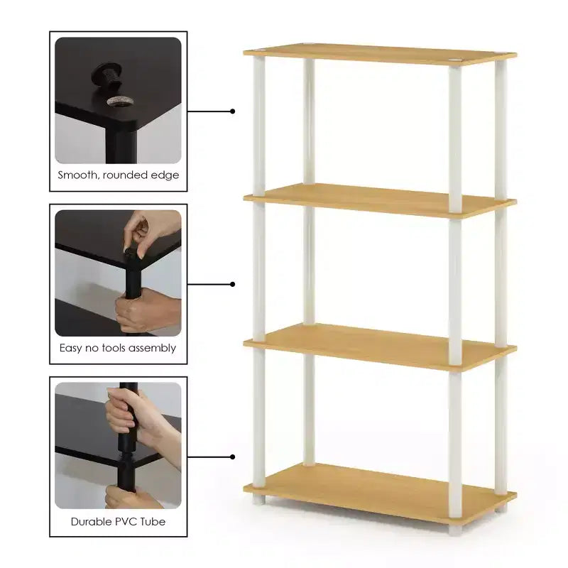 Libreria decorativa reversibile a 4 ripiani Furinno, scaffale multiuso a scala, espositore organizer