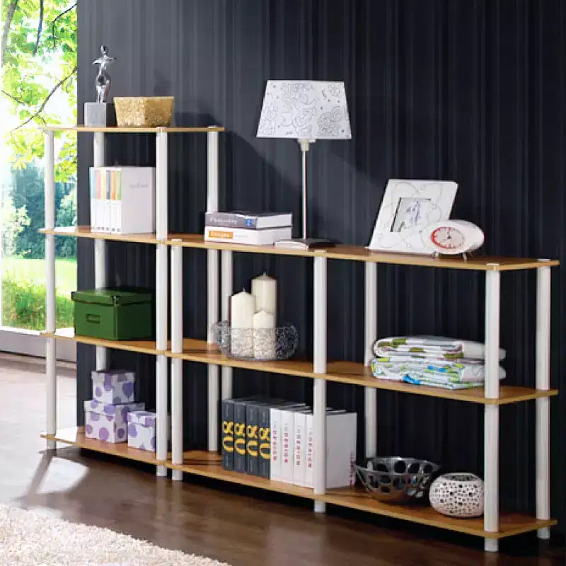Libreria decorativa reversibile a 4 ripiani Furinno, scaffale multiuso a scala, espositore organizer