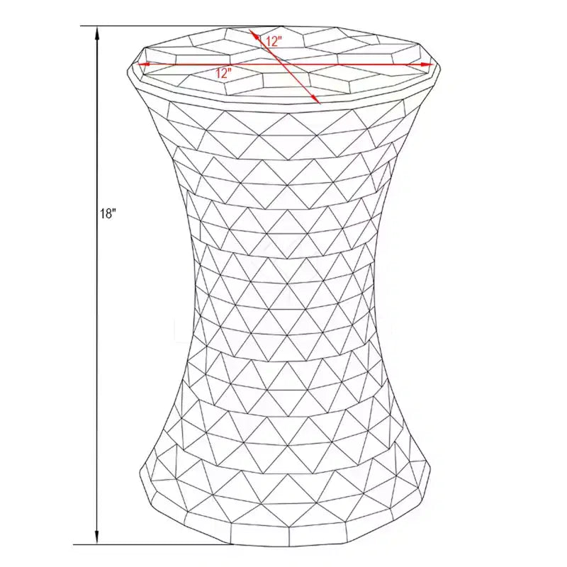 Tavolino accento sfaccettato LeisureMod Clio Hourglass - Tavolino laterale rosso a taglio gemma