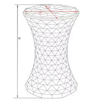 Tavolino accento sfaccettato LeisureMod Clio Hourglass - Tavolino laterale rosso a taglio gemma