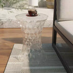 Tavolino accento sfaccettato LeisureMod Clio Hourglass - Tavolino laterale rosso a taglio gemma