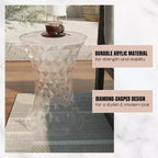 Tavolino accento sfaccettato LeisureMod Clio Hourglass - Tavolino laterale rosso a taglio gemma