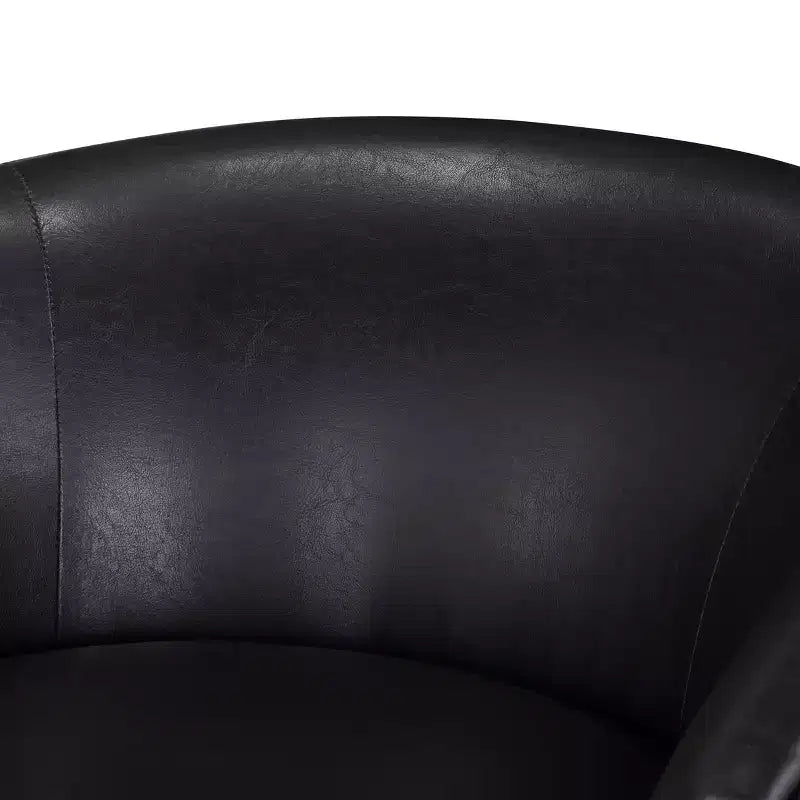 Poltrona girevole a barile Comfort Pointe Irving con base in legno e similpelle