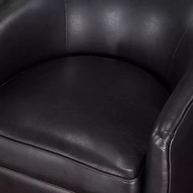 Poltrona girevole a barile Comfort Pointe Irving con base in legno e similpelle