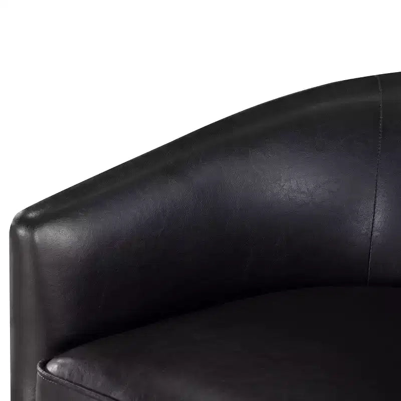 Poltrona girevole a barile Comfort Pointe Irving con base in legno e similpelle