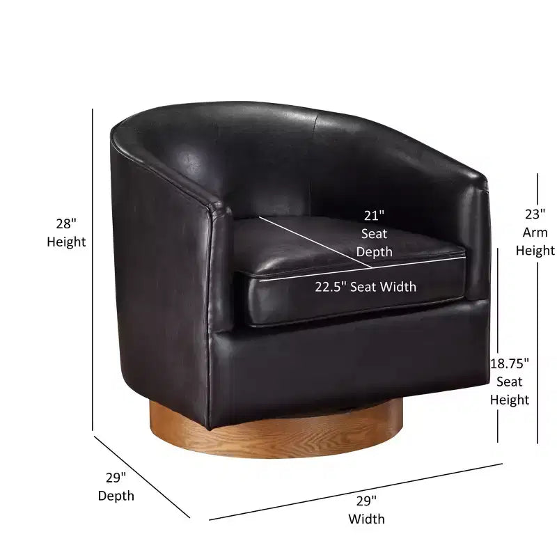 Poltrona girevole a barile Comfort Pointe Irving con base in legno e similpelle
