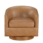 Poltrona girevole a barile Comfort Pointe Irving con base in legno e similpelle