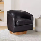 Poltrona girevole a barile Comfort Pointe Irving con base in legno e similpelle