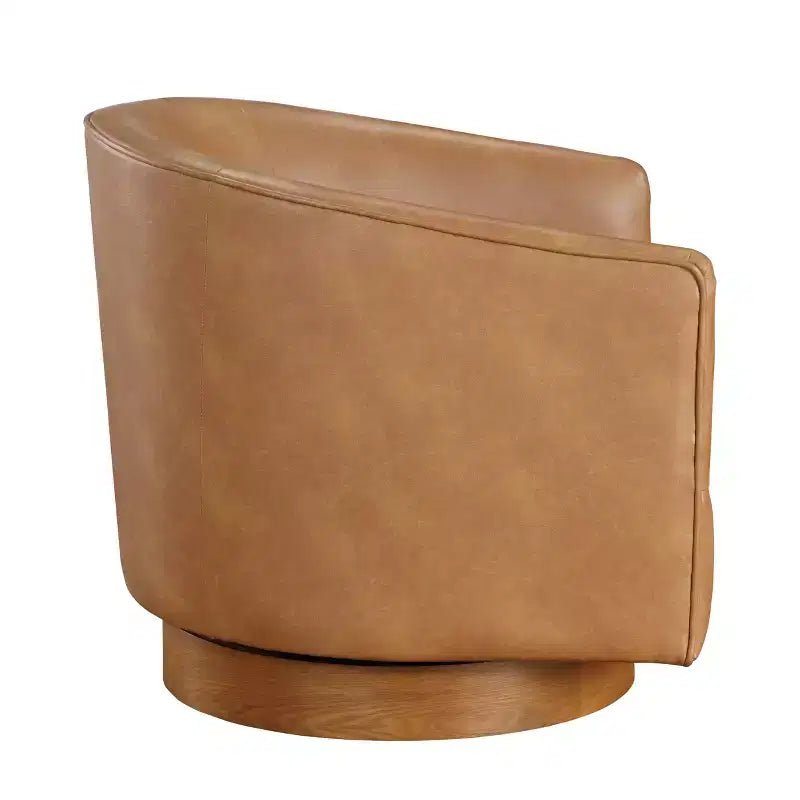 Poltrona girevole a barile Comfort Pointe Irving con base in legno e similpelle