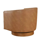 Poltrona girevole a barile Comfort Pointe Irving con base in legno e similpelle