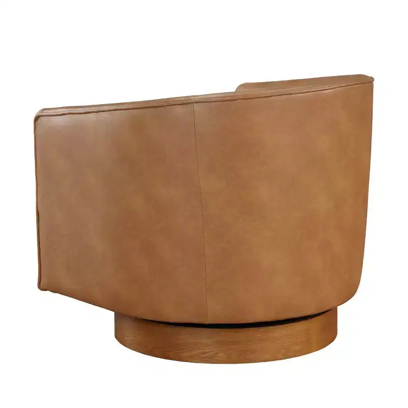 Poltrona girevole a barile Comfort Pointe Irving con base in legno e similpelle