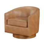 Poltrona girevole a barile Comfort Pointe Irving con base in legno e similpelle