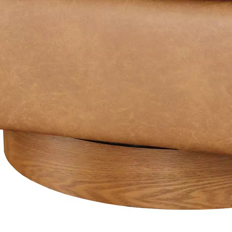 Poltrona girevole a barile Comfort Pointe Irving con base in legno e similpelle