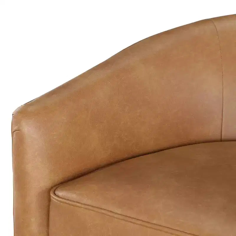 Poltrona girevole a barile Comfort Pointe Irving con base in legno e similpelle