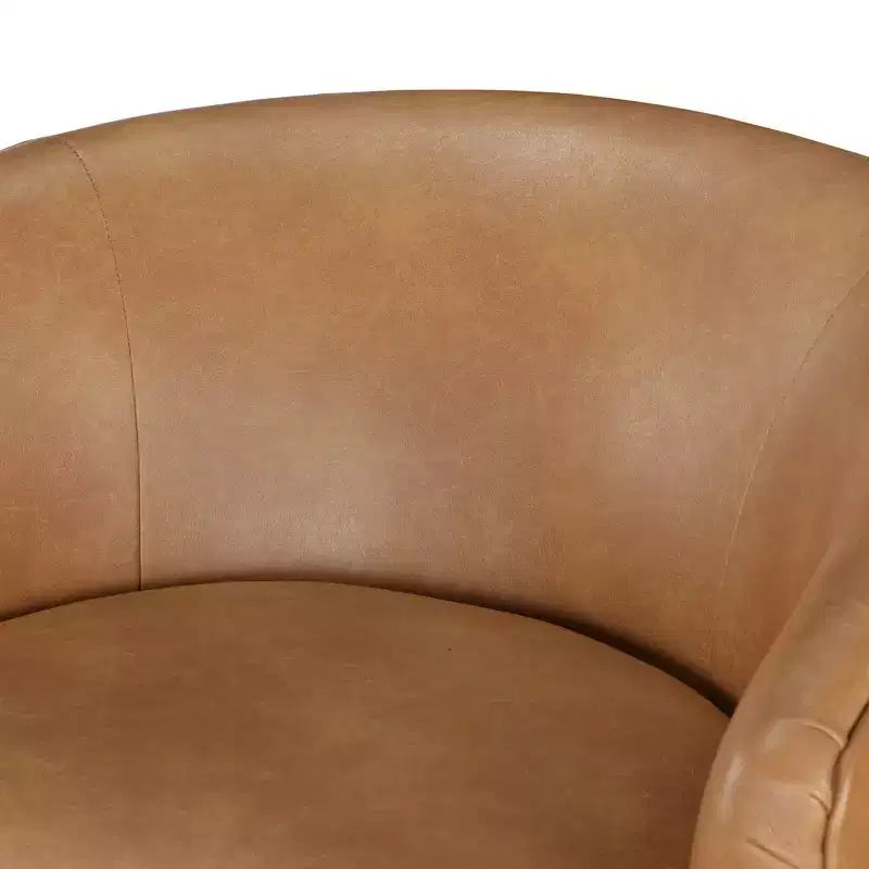 Poltrona girevole a barile Comfort Pointe Irving con base in legno e similpelle