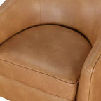 Poltrona girevole a barile Comfort Pointe Irving con base in legno e similpelle