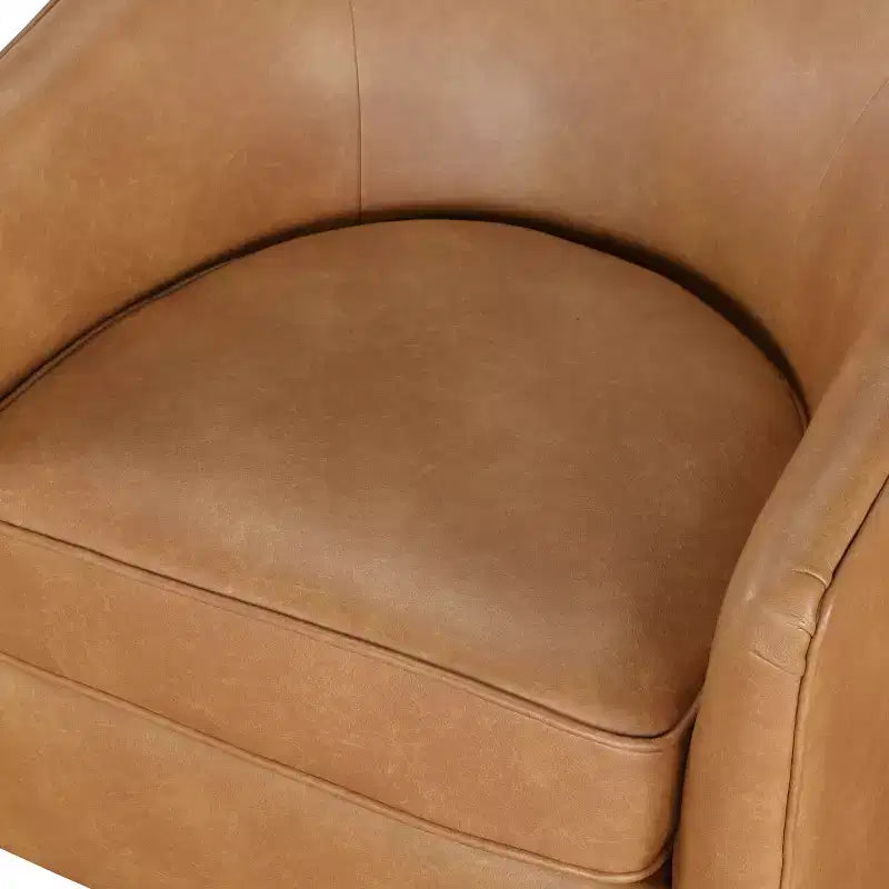 Poltrona girevole a barile Comfort Pointe Irving con base in legno e similpelle