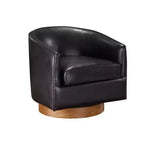 Poltrona girevole a barile Comfort Pointe Irving con base in legno e similpelle