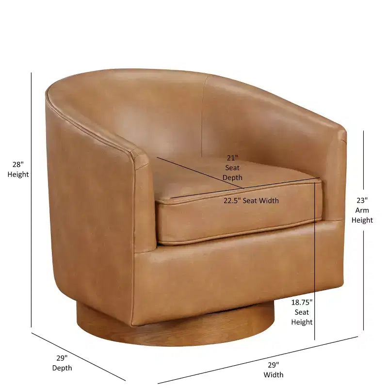 Poltrona girevole a barile Comfort Pointe Irving con base in legno e similpelle