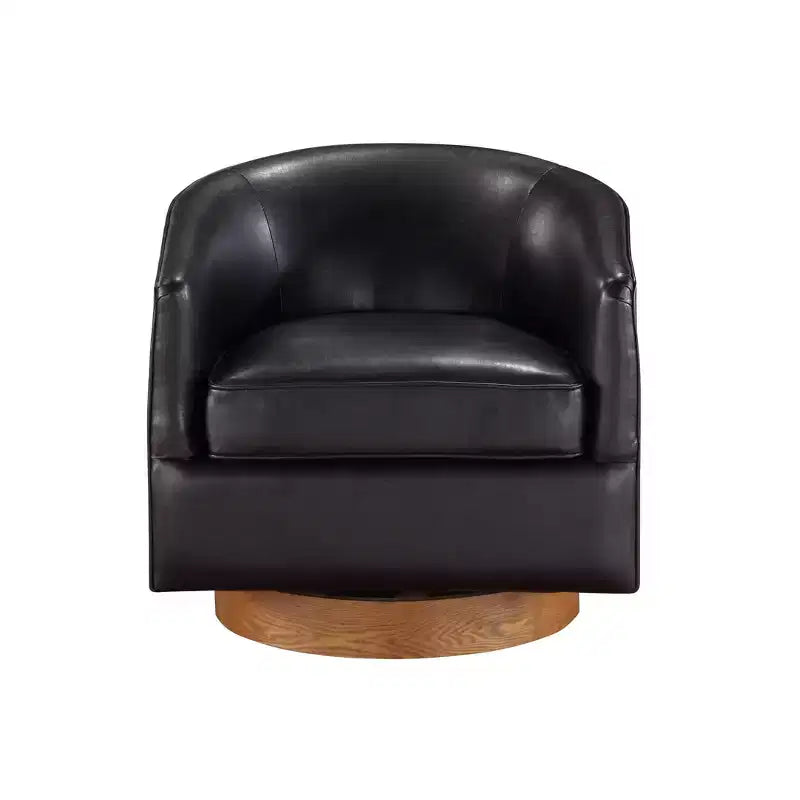 Poltrona girevole a barile Comfort Pointe Irving con base in legno e similpelle