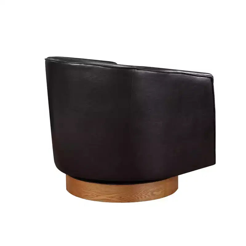 Poltrona girevole a barile Comfort Pointe Irving con base in legno e similpelle