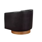 Poltrona girevole a barile Comfort Pointe Irving con base in legno e similpelle
