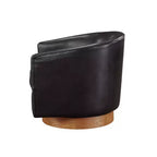 Poltrona girevole a barile Comfort Pointe Irving con base in legno e similpelle