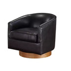 Poltrona girevole a barile Comfort Pointe Irving con base in legno e similpelle