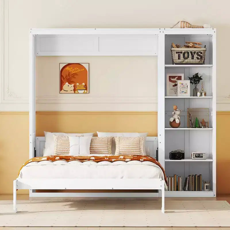 Letto a scomparsa/a muro con mensole ModernLuxe (Full/Queen Size)