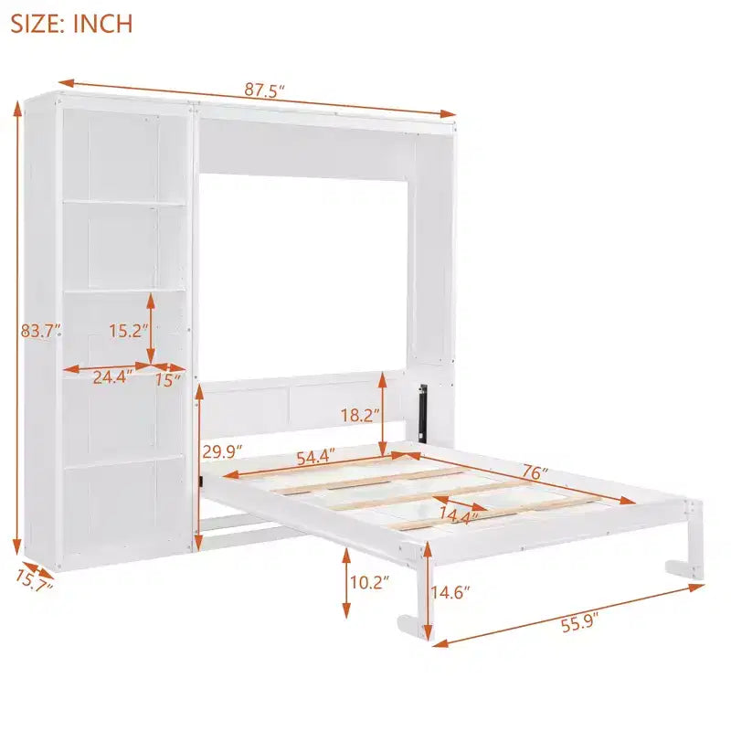 Letto a scomparsa/a muro con mensole ModernLuxe (Full/Queen Size)