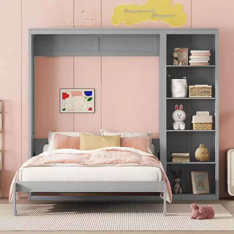 Letto a scomparsa/a muro con mensole ModernLuxe (Full/Queen Size)