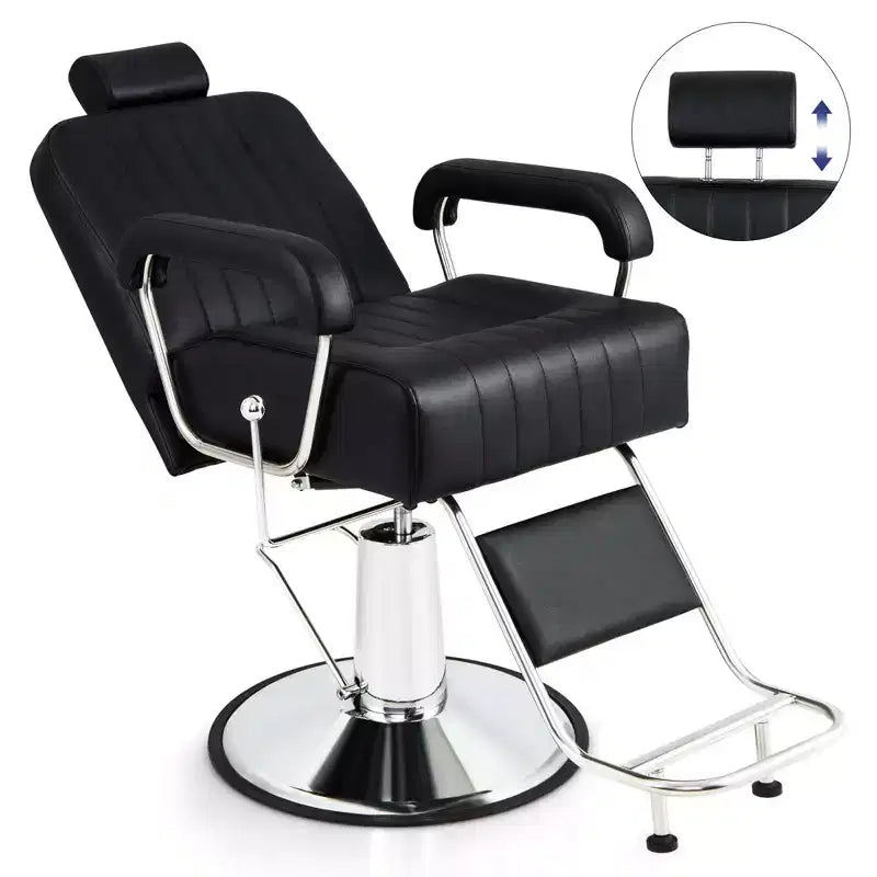 Costway Adjustable Barber Chair Hydraulic Salon Chair with Reclining Backrest & 360Swivel