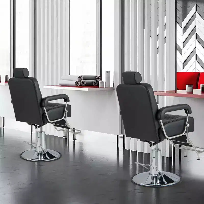 Poltrona da barbiere regolabile Costway, sedia da salone idraulica con schienale reclinabile e girevole a 360°
