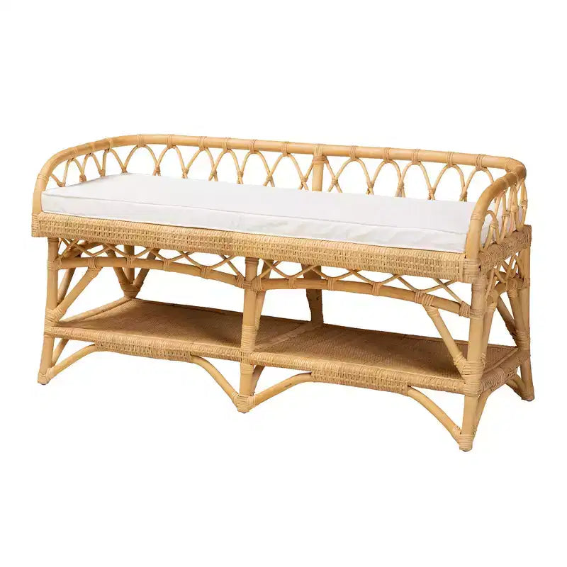 Panca Bali & Pari Leryn in Rattan Naturale Marrone Moderno Bohemien