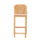 bali & pari Zariah Sgabello da bar moderno bohémien in rattan naturale marrone e legno di mogano