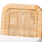 bali & pari Zariah Sgabello da bar moderno bohémien in rattan naturale marrone e legno di mogano