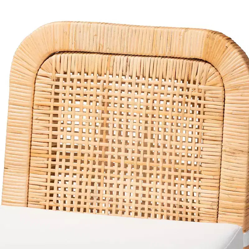 bali & pari Zariah Sgabello da bar moderno bohémien in rattan naturale marrone e legno di mogano
