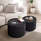 Set di 2, set di tavolini da caffè sovrapponibili a righe ondulate per soggiorno, camera da letto 4M - ModernLuxe
