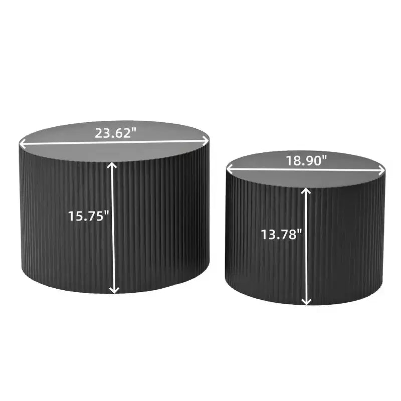 Set di 2, set di tavolini da caffè sovrapponibili a righe ondulate per soggiorno, camera da letto 4M - ModernLuxe