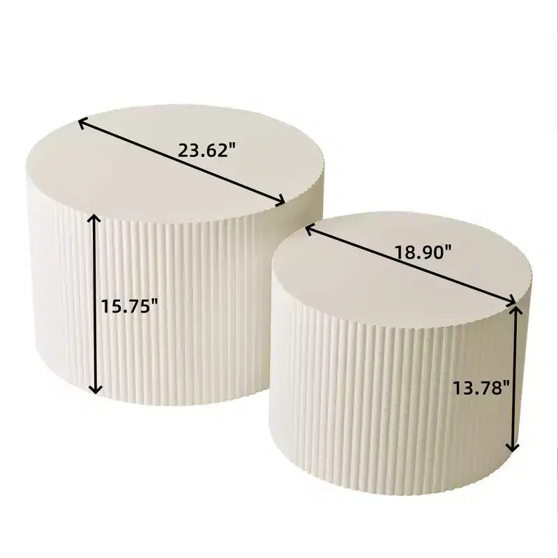Set di 2, set di tavolini da caffè sovrapponibili a righe ondulate per soggiorno, camera da letto 4M - ModernLuxe