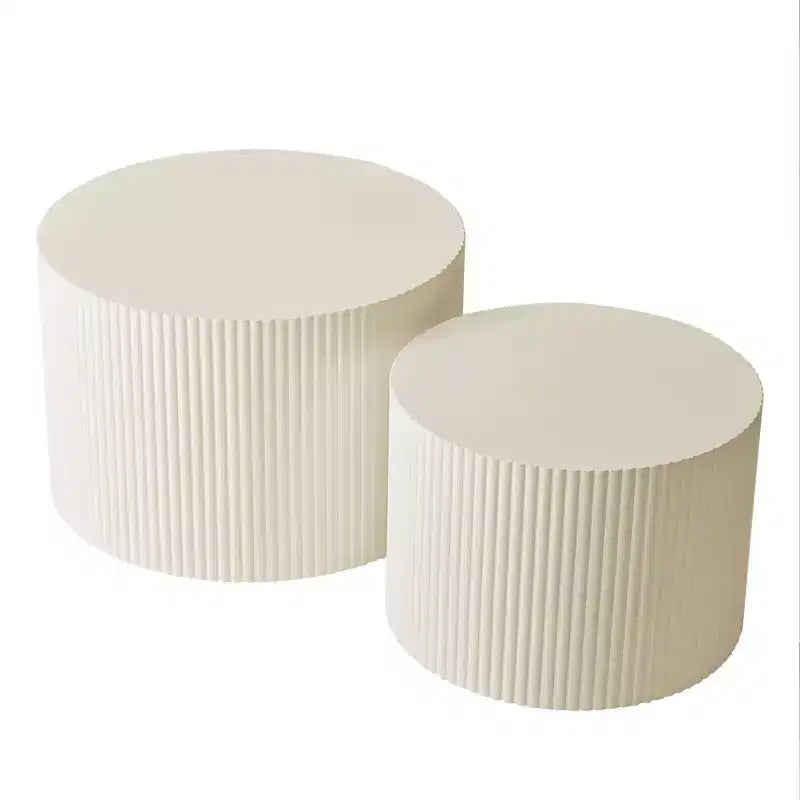 Set di 2, set di tavolini da caffè sovrapponibili a righe ondulate per soggiorno, camera da letto 4M - ModernLuxe