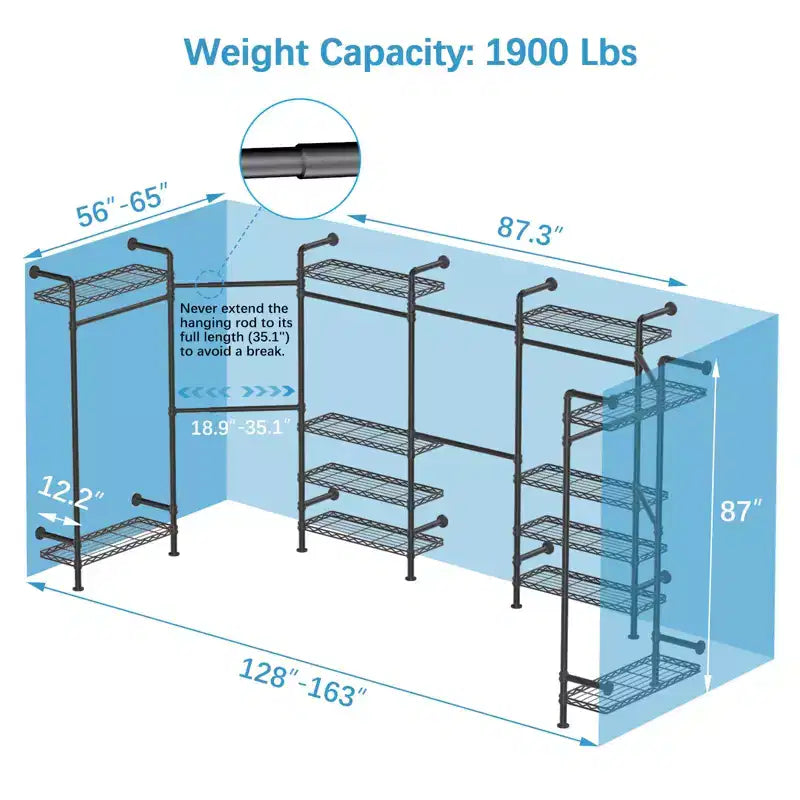 Timate U3 Appendiabiti a U Robusto Stender, Appendiabiti Industriale a Tubo a L Montato a Parete Sistema Armadio Kit Guardaroba