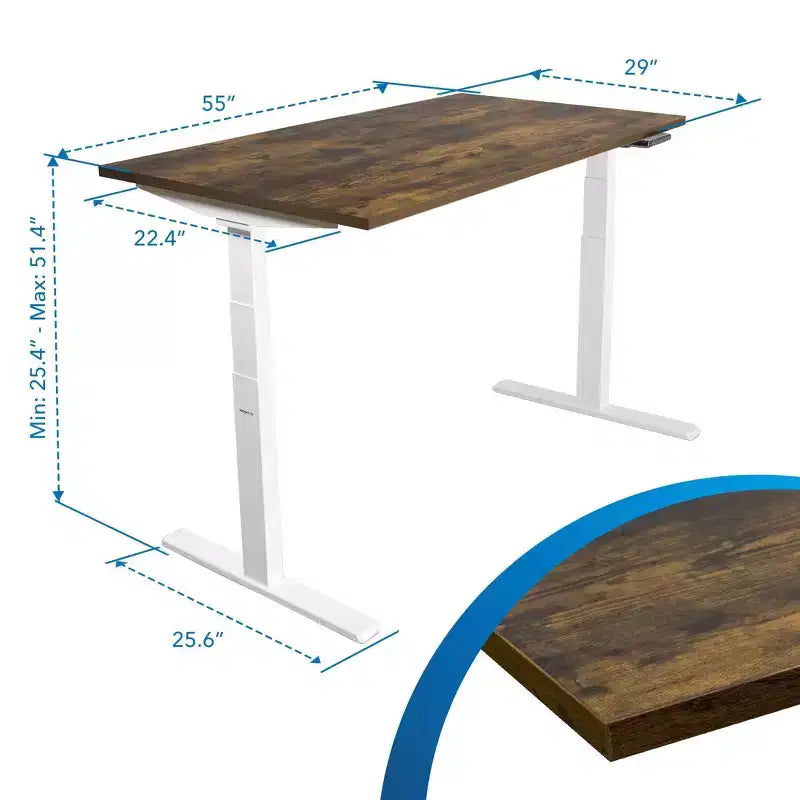 Mount-It! Scrivania Elettrica Regolabile in Altezza a Doppio Motore con Piano da 55", Quercia e Bianco