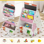 Set Tavolo e Sedie per Bambini Costway con Lavagna Magnetica e Lavagna Bianca Girevole a Doppia Faccia Grigio/Bianco
