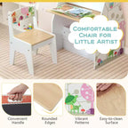 Set Tavolo e Sedie per Bambini Costway con Lavagna Magnetica e Lavagna Bianca Girevole a Doppia Faccia Grigio/Bianco