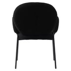 LeisureMod Celestial Sedia da Pranzo Moderna con Braccioli Rivestimento in Bouclé con Sedile Imbottito e Robusta Struttura in Ferro, Sedia d'Accento con Base Nera