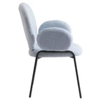 LeisureMod Celestial Sedia da Pranzo Moderna con Braccioli Rivestimento in Bouclé con Sedile Imbottito e Robusta Struttura in Ferro, Sedia d'Accento con Base Nera